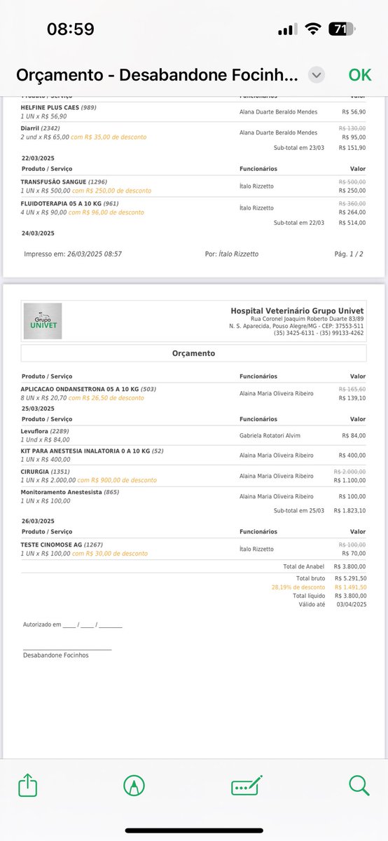 desabandone's tweet photo. Fechamento da conta da Anabel!!!

Precisamos de vocês, não temos nem a metade desse valor e ainda tem os remédios para casa.

Sem ajuda nós não conseguimos.

Por favor, doem para o pix carolbazoli@gmail.com
#desabandonefocinhos https://t.co/nWGMoySky8
