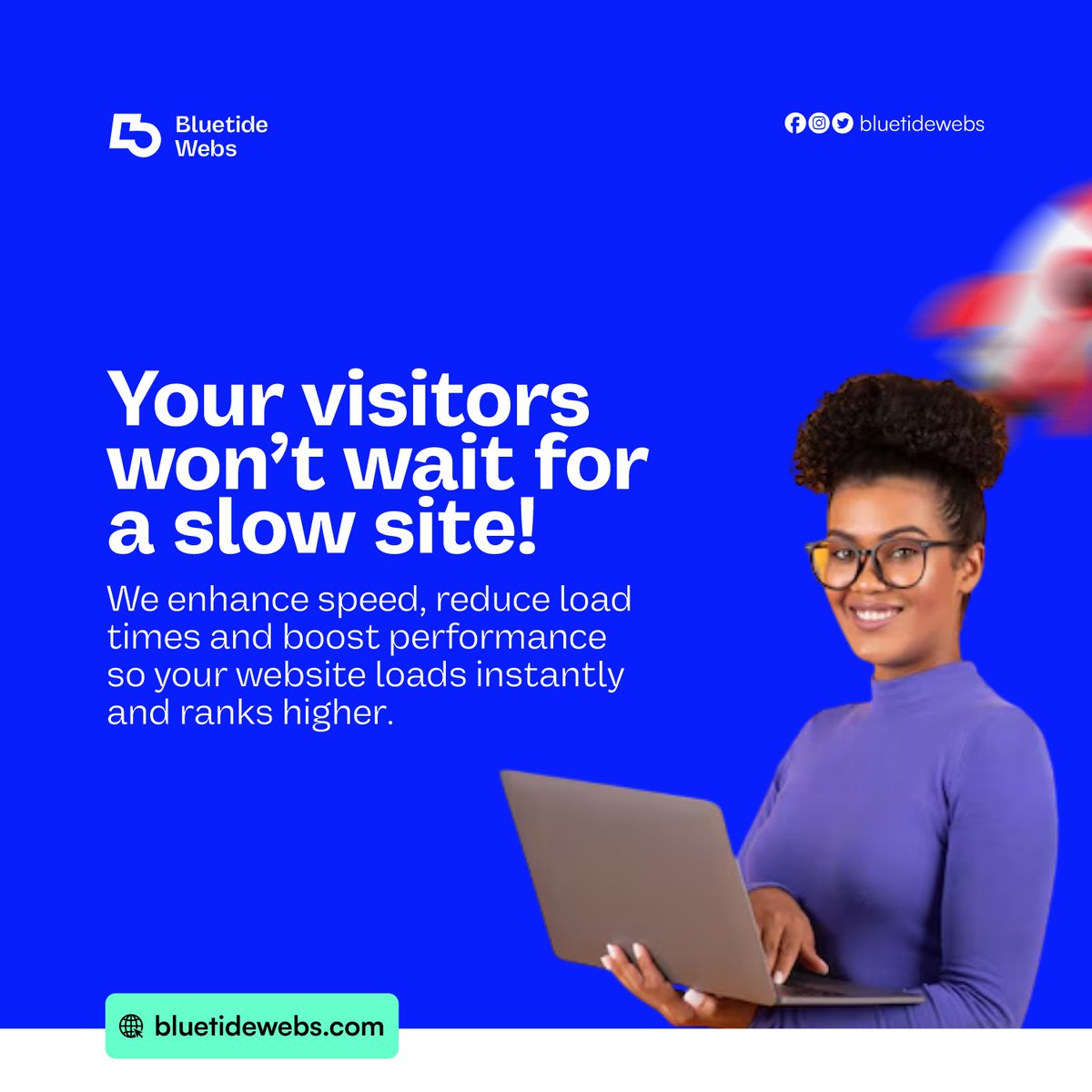 bluetidewebs's tweet image. More speed = more sales, better SEO, happier users.

Interested already? Contact us by email at info@bluetidewebs.com or DM us via our socials.
For additional information, visit bluetidewebs.com/services.

 #VelocityWeb #RapidResponse #SpeedOptimized #ZeroLag #PerformanceDriven