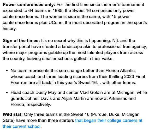 Lachlan Markay (@lachlan) on Twitter photo Maybe it's unavoidable, maybe it's the least-bad option, but NIL+transfer portal outcomes are just devastating to everything that makes college sports fun and interesting (to this D3 liberal arts alum, anyway). From <a href="/kendallbaker/">Kendall Baker</a>: Maybe it's unavoidable, maybe it's the least-bad option, but NIL+transfer portal outcomes are just devastating to everything that makes college sports fun and interesting (to this D3 liberal arts alum, anyway). From <a href="/kendallbaker/">Kendall Baker</a>: