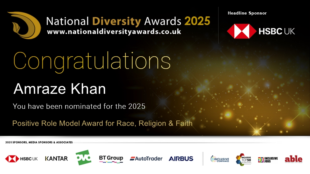 Congratulations to Amraze Khan <a href="/YourEDIDude/">Lord Amraze Khan 🌈 (He/Him) Chartered MCIPD</a> who has been nominated for the Positive Role Model Award for Race, Religion &amp; Faith at The National Diversity Awards 2025 in association with <a href="/HSBC_UK/">HSBC UK</a>. To vote please visit nationaldiversityawards.co.uk/awards-2025/no… #NDA25