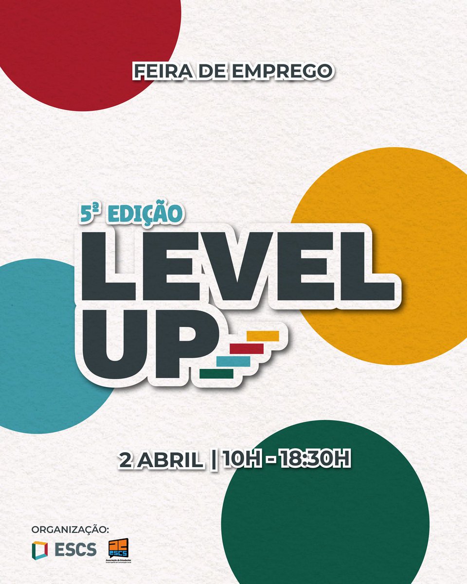 ESCS's tweet image. 😃 A Feira de Emprego #ESCSLevelUp está de volta!  Não vais querer perder esta oportunidade! É já no próximo dia 2 de abril e as inscrições já estão a decorrer: bit.ly/4hFsYjy
#ESCS #GenerationESCS