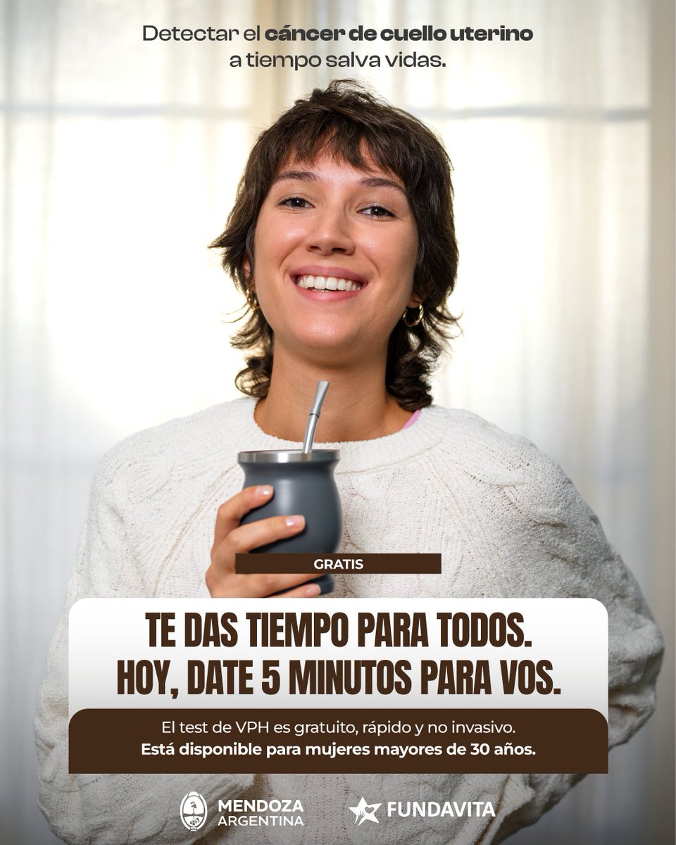 Hoy en el día mundial del Cáncer de Cuello Uterino queremos decirte que los mendocinos podemos ganarle.

📌 El cáncer de cuello uterino es prevenible y curable si se detecta a tiempo.
Desde el @minsaludmza y <a href="/fundavita/">FUNDAVITA⭐🎗</a> nos unimos para invitarte a que cuides de lo más importante: