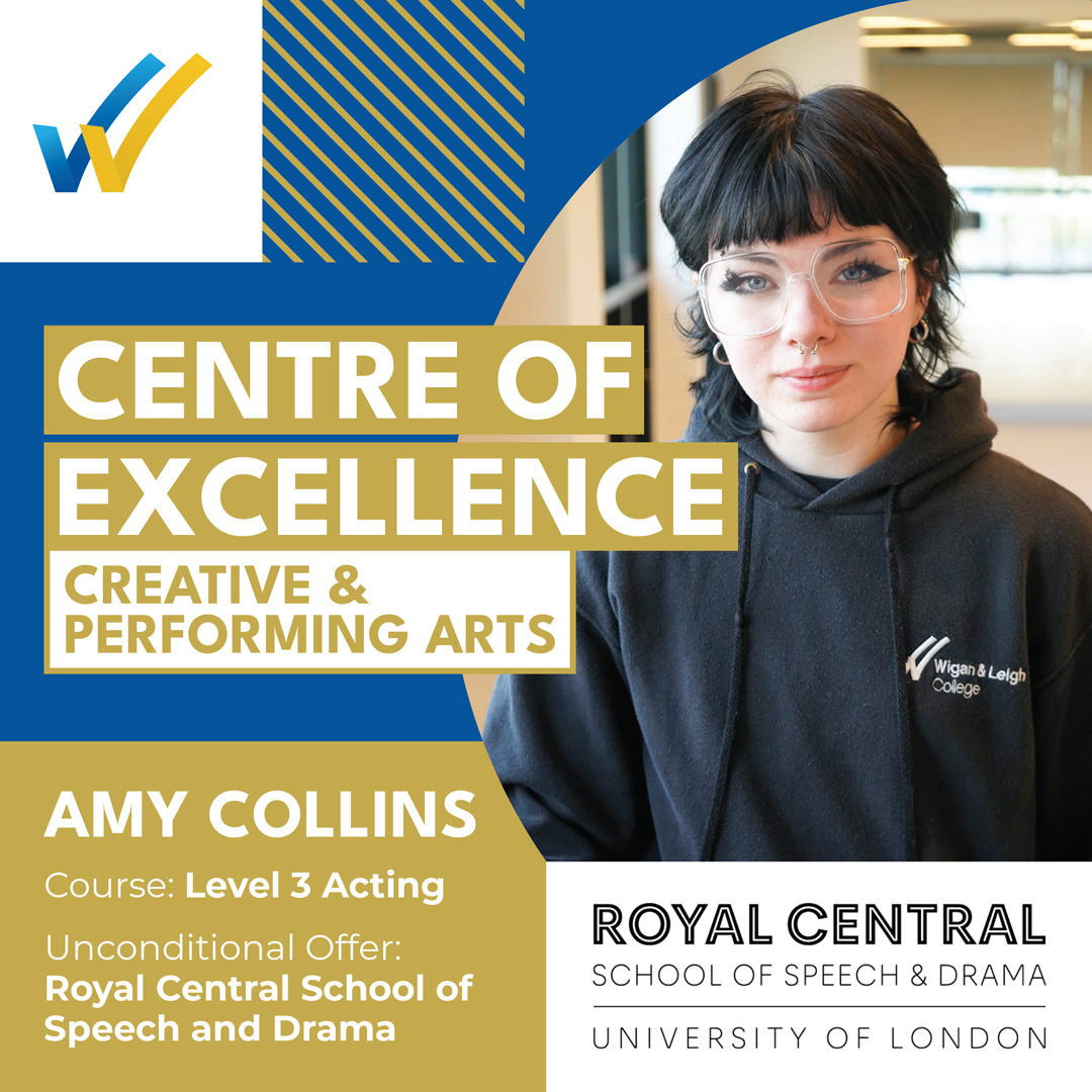 wiganleighcol's tweet photo. Huge congratulations to Level 3 Acting student, Amy who has received an unconditional offer from the Royal Central School of Speech and Drama.

The ex @SouthlandsHS pupil said: "The course prepared me for the industry and knowing what to expect as well as the audition process." https://t.co/iU7wX60L19
