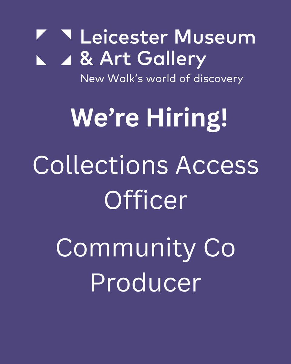 We're Hiring!

Two exciting opportunities to join our team, based at #LeicesterMuseum Collections Access Officer and Community Co Producer vacancies. Full time posts, fixed term for 12months. Closing dates: 22 April  

Find out more and apply: jobs.leicester.gov.uk