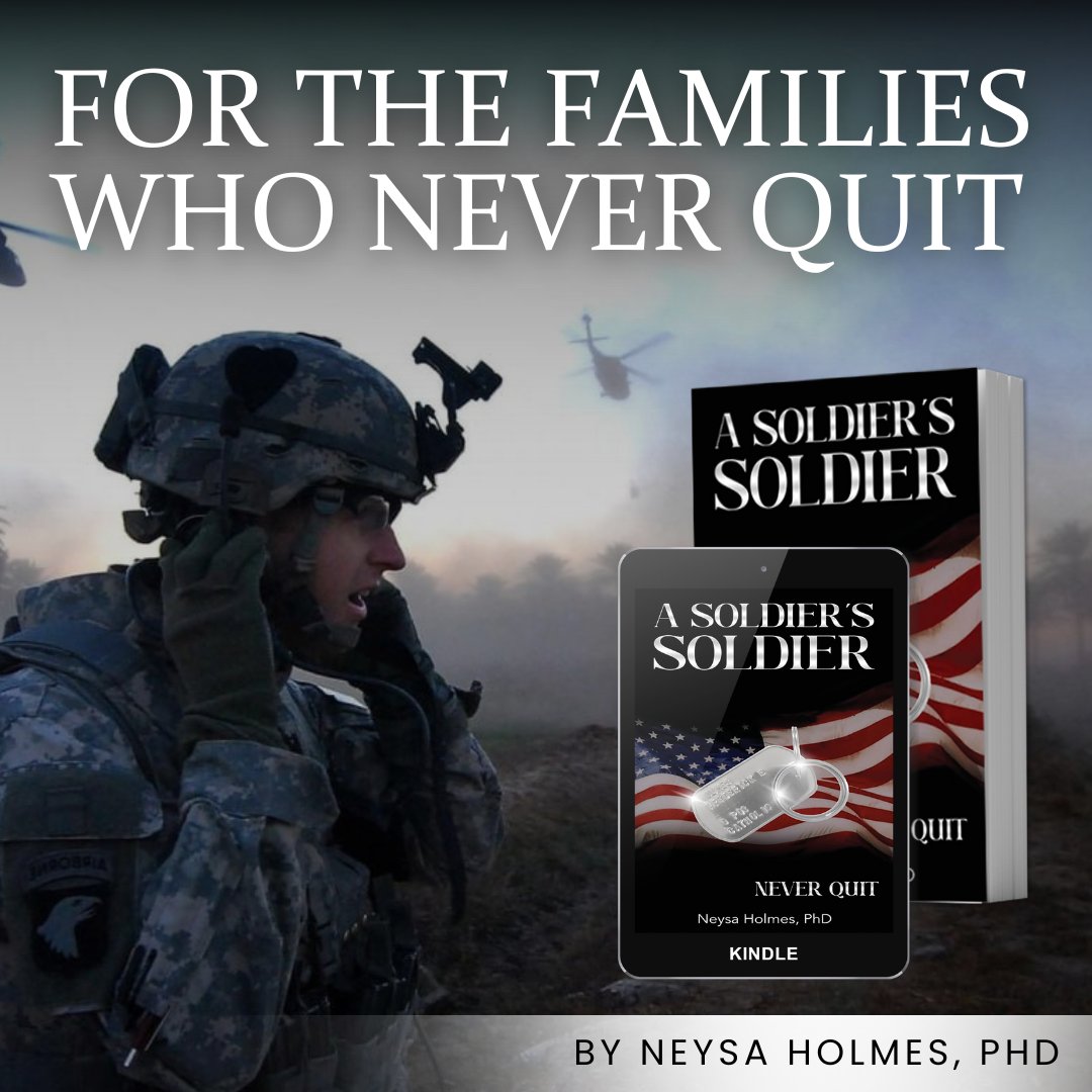 Neysa_Holmes's tweet photo. With science and heart, this book is a lifeline for veterans and loved ones.
Find hope and inspiration in A Soldier's Soldier: Never Quit.

Available Now On Amazon: https://t.co/Q0aqm9UYsc

#ASoldiersSoilder #NeysaHolmes https://t.co/YUpJpmSAe7