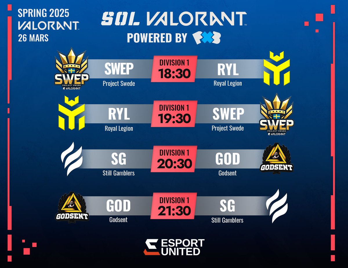 Svenska Onlineligan (@onlineligan) on Twitter photo 📢 SOL VAL Spring 2025 | Streamschema 🚨
Det är onsdag och det betyder att det är VALORANT på schemat ikväll! ⚔
🎙 <a href="/itsWea_/">Wea</a> & <a href="/L4rZcs/">Oskar 'L4rZ' Persson</a>
📺 twitch.tv/svenskaonlinel…
<a href="/valleague_ne/">VALORANT Challengers NORTH//EAST</a> | <a href="/VALORANTukn/">VALORANT // UK, IE & Nordics</a> | #SOLV2 📢 SOL VAL Spring 2025 | Streamschema 🚨
Det är onsdag och det betyder att det är VALORANT på schemat ikväll! ⚔
🎙 <a href="/itsWea_/">Wea</a> & <a href="/L4rZcs/">Oskar 'L4rZ' Persson</a>
📺 twitch.tv/svenskaonlinel…
<a href="/valleague_ne/">VALORANT Challengers NORTH//EAST</a> | <a href="/VALORANTukn/">VALORANT // UK, IE & Nordics</a> | #SOLV2