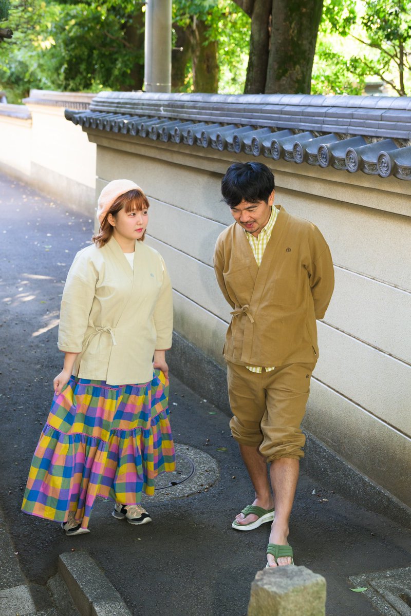 お洋服セット　みほさん みほとけ作務衣 温かくなってきたので、七分袖の作務衣だけで歩ける