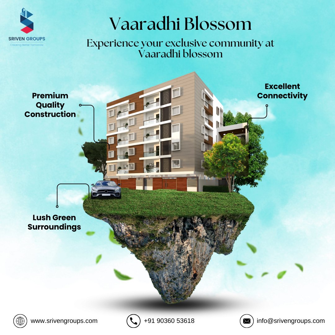 srivengroups's tweet photo. Experience an exclusive community at Vaaradhi Blossom - where premium living meets nature's tranquility 🌿✨
.
.
.
#VaaradhiBlossom #ExclusiveLiving #LuxuryHomes #GreenLiving #DreamHome #PremiumApartments #Home #Flats #SrivenGroups #ChannelPartners #Apartments #2BHK #3BHK https://t.co/yeOq81Omo6