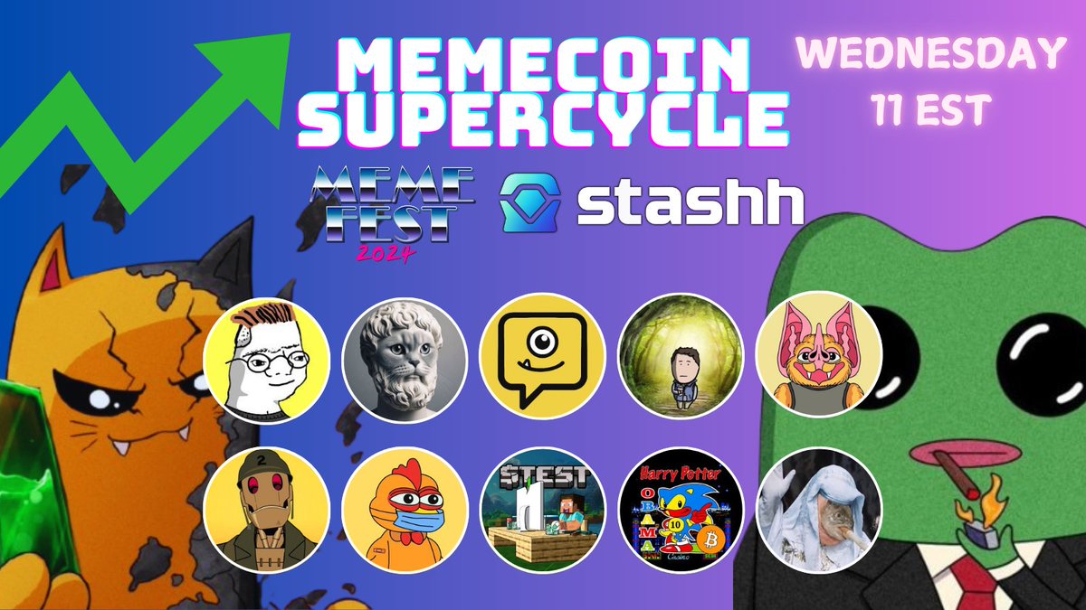MemeFest (@memefestwtf) on Twitter photo Memecoin Supercycle - TODAY 11EST
w/ co-host <a href="/StashhApp/">Stashh - Secret NFT Marketplace</a>
x.com/i/spaces/1RDxl……
$ZOOMER $CATTUS $SCF $NORMIE $BOPPY $GBOT $TEST $BITCOIN $BIRDFLU Memecoin Supercycle - TODAY 11EST
w/ co-host <a href="/StashhApp/">Stashh - Secret NFT Marketplace</a>
x.com/i/spaces/1RDxl……
$ZOOMER $CATTUS $SCF $NORMIE $BOPPY $GBOT $TEST $BITCOIN $BIRDFLU