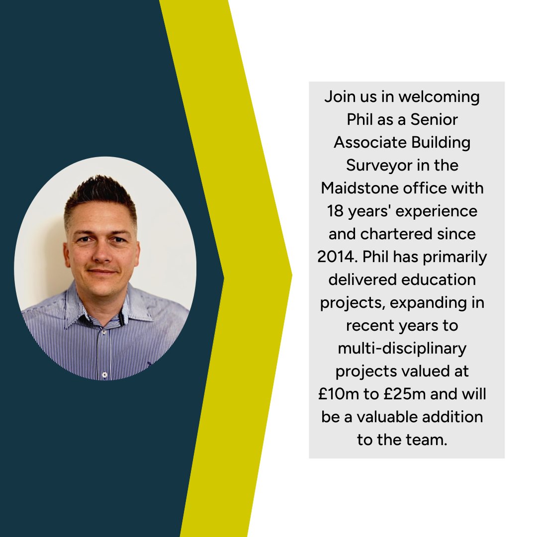 Delighted to have Phil joining our Maidstone team as a Senior Associate Building Surveyor. With 18 years' experience and chartered since 2014, he’s delivered education and multi-disciplinary projects worth £10m–£25m. Passionate about football, he also coaches his son's U9 team.