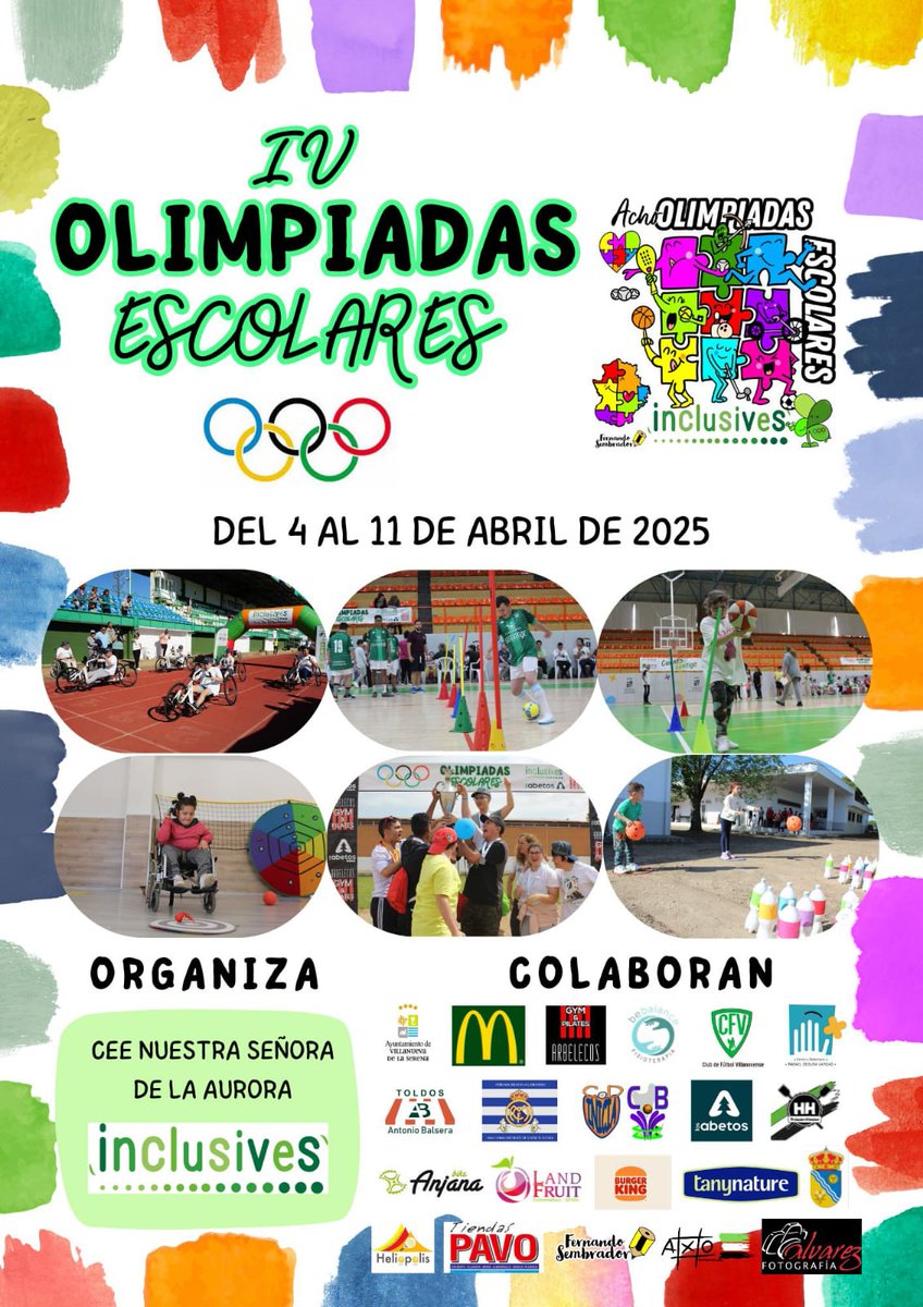 aytovvaserena's tweet photo. ▶ Del 4 al 11 de abril, Inclusives @inclusivesvva  celebra sus IV Olimpiadas Esco@inclusivesvva 🎾👟🏀🎽🤾‍♂️🤸‍♀️

Entre las novedades de esta edición, se encuentra la figura de una madrina que los acompañará; la deportista villanovense Conchi Hidalgo @hidalgobarrantesconchi https://t.co/jPnbokGnjo