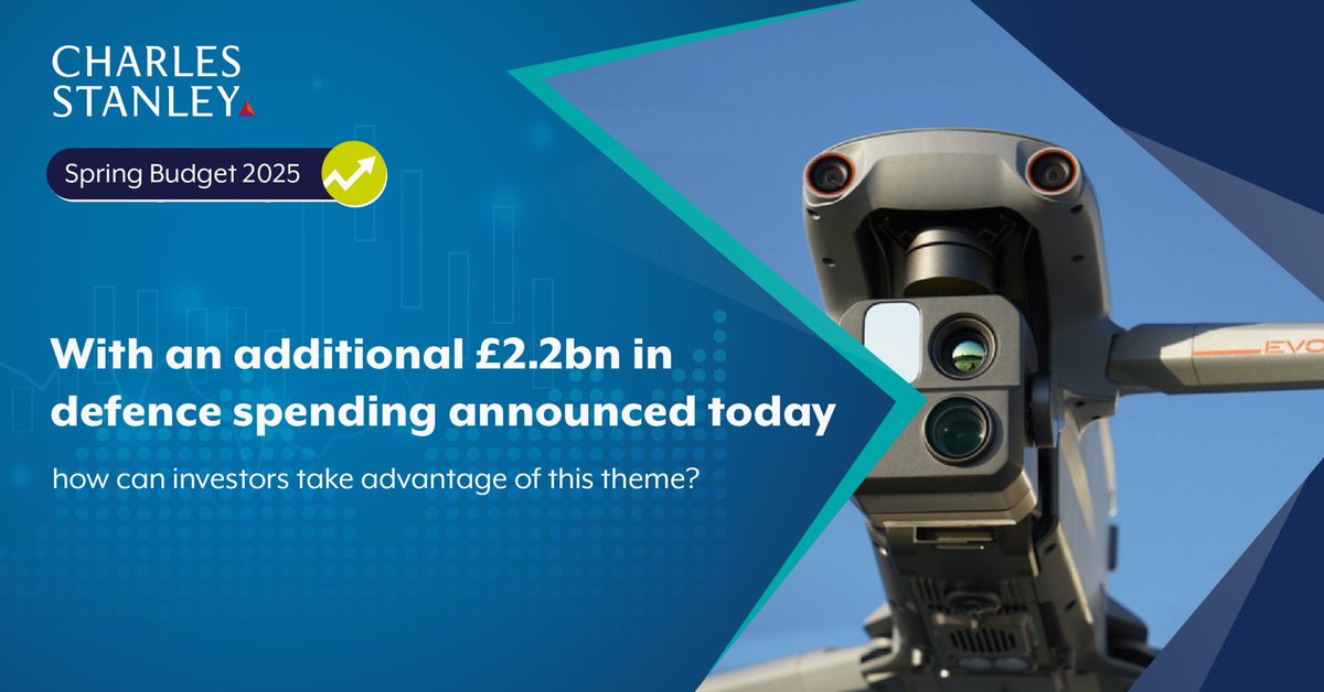 _CharlesStanley's tweet image. #SpringStatement2025 With an additional £2.2bn in defence spending announced today, how can investors play this theme? Read here: bit.ly/43mlL4v

Investments involve risks