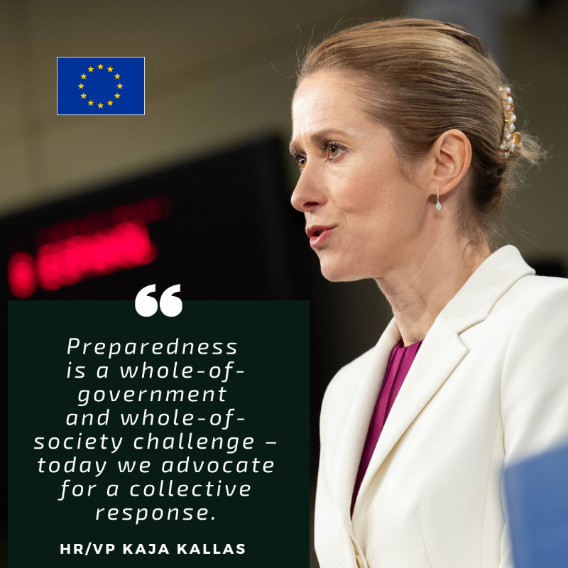 eu_eeas's tweet photo. Cyberattacks, acts of sabotage &amp; climate change – we need to be ready to tackle these new risks to our security.

Through the Preparedness Union Strategy presented today, the EU will work with Member States be better prepared and more resilient.

Read more ⤵️