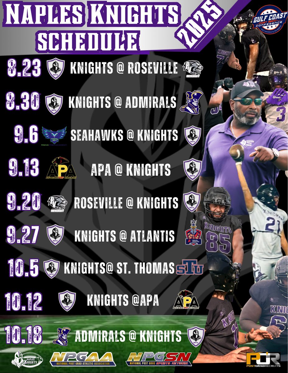 Naples Knights Football Academy (@knightsnaples) on Twitter photo 🚨 UPDATED 2025 SCHEDULE RELEASED‼️ Our Season includes TWO 2️⃣ COLLEGE GAMES! #Exposure #MaxExposure #KnightsNation <a href="/Busterwoo/">Coach Woo</a> <a href="/CoachTJ7/">Coach TJ</a> <a href="/1CoachWerts/">Coach Werts</a> <a href="/Coach3douard/">lance3hunnet</a> <a href="/sam_coach26330/">Coach Sam</a> <a href="/TheNPGAA/">National Post Grad Athletic Association</a> <a href="/NPGSN/">National Post Grad Sports Network</a> <a href="/PostGradRecruit/">PostGradRecruits INC.</a> <a href="/Jen_N_Knights/">Jen Armstrong</a> 🚨 UPDATED 2025 SCHEDULE RELEASED‼️ Our Season includes TWO 2️⃣ COLLEGE GAMES! #Exposure #MaxExposure #KnightsNation <a href="/Busterwoo/">Coach Woo</a> <a href="/CoachTJ7/">Coach TJ</a> <a href="/1CoachWerts/">Coach Werts</a> <a href="/Coach3douard/">lance3hunnet</a> <a href="/sam_coach26330/">Coach Sam</a> <a href="/TheNPGAA/">National Post Grad Athletic Association</a> <a href="/NPGSN/">National Post Grad Sports Network</a> <a href="/PostGradRecruit/">PostGradRecruits INC.</a> <a href="/Jen_N_Knights/">Jen Armstrong</a>
