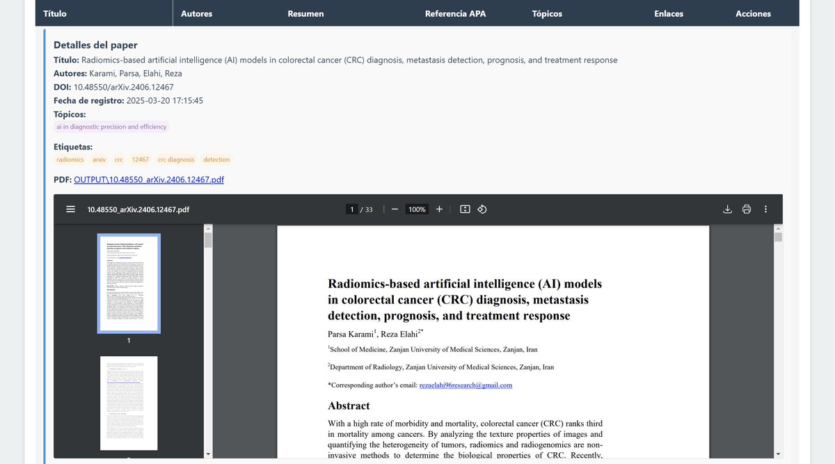 TuRefTotal's tweet image. Nuestra herramienta para ti. Con tu pedido, se incluye la herramienta de búsqueda, con las referencias, la base de datos, las citas APA, clasificación automática y etiquetado, así como un visor de los documentos PDF de cada paper siempre que sea posible obtenerlos...