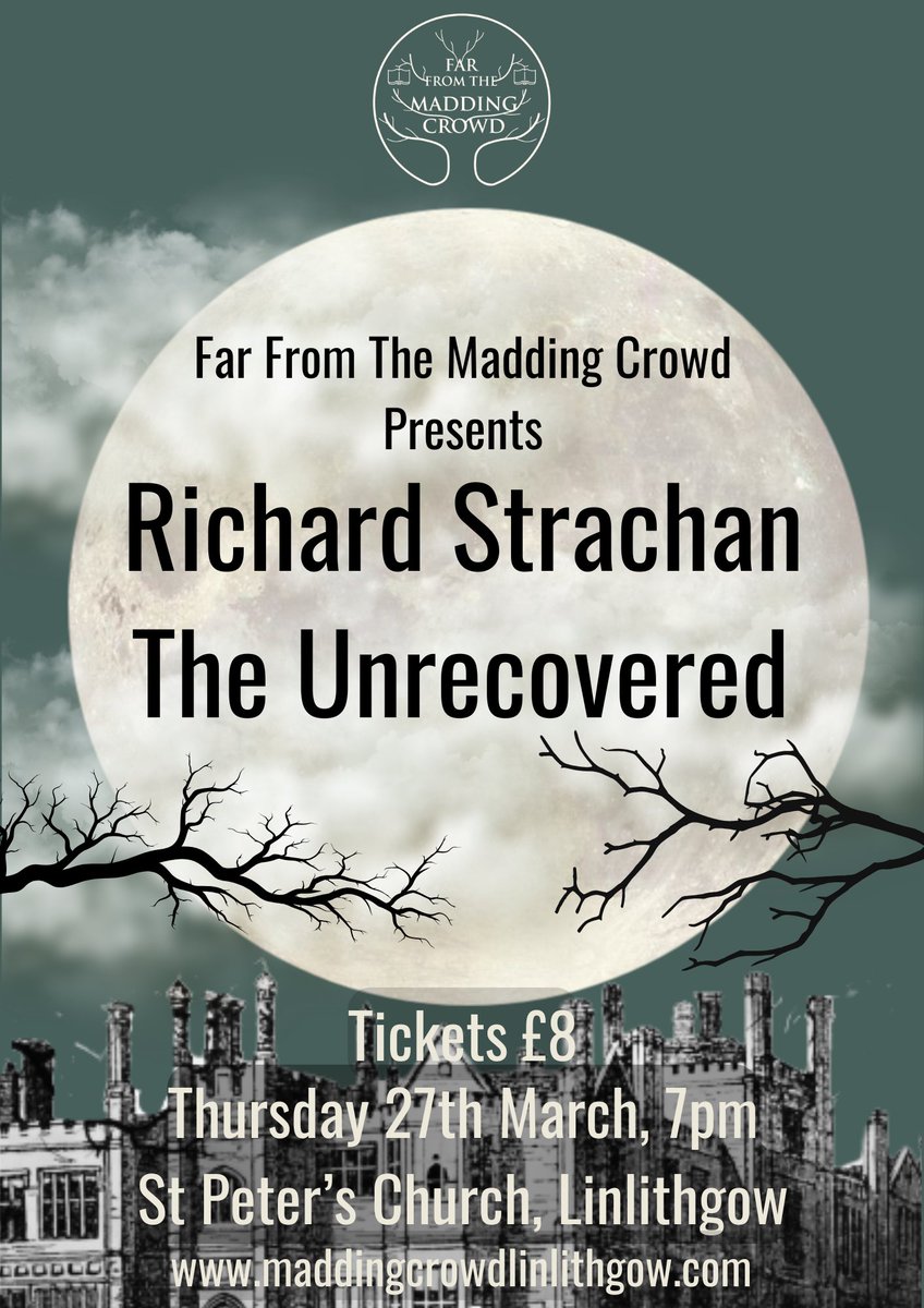 Far From The Madding Crowd Bookshop (@furtherfrom) on Twitter photo TOMORROW we'll be joined by <a href="/RWStrachan1977/">Richard Strachan</a> to discuss The Unrecovered - a gothic novel set locally near Hound's Point. Danger stalks the woods and coast around Gallodean House, and for Jacob there are more than family secrets lurking in the shadows...
maddingcrowdlinlithgow.com/collections/ev⦠TOMORROW we'll be joined by <a href="/RWStrachan1977/">Richard Strachan</a> to discuss The Unrecovered - a gothic novel set locally near Hound's Point. Danger stalks the woods and coast around Gallodean House, and for Jacob there are more than family secrets lurking in the shadows...
maddingcrowdlinlithgow.com/collections/evβ¦