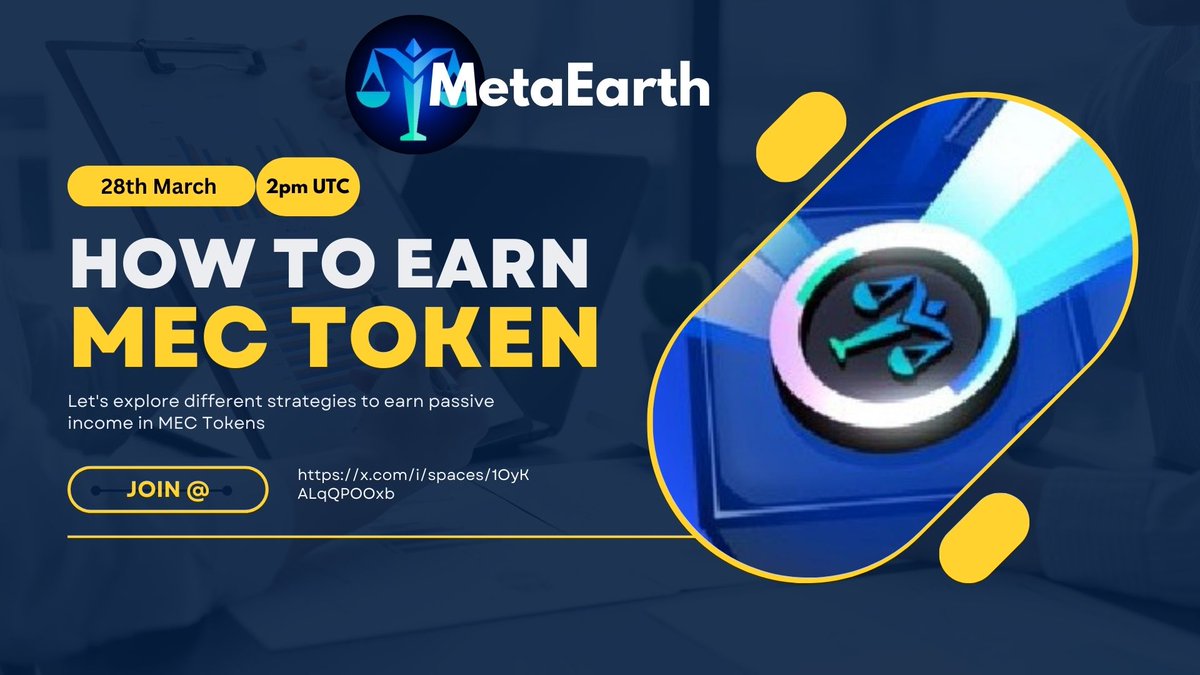 Get set for our AMA session on HOW TO EARN $MEC TOKEN of <a href="/_MetaEarth_/">Meta Earth</a> 

✅Giveaway of $10 for lucky winners who register to get their ME ID and do their KYC.

✅Just like, repost and participate in the event to stand a chance of winning $10 USDT.

Date: 28th March.
Time: 2PM UTC.