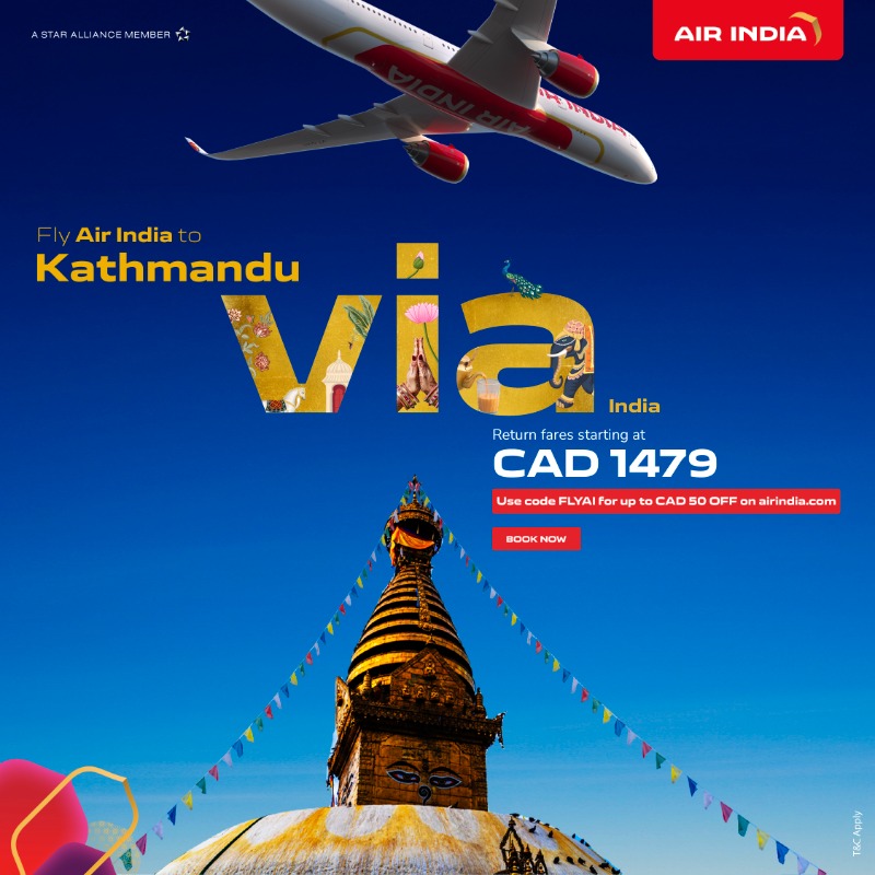 airindia's tweet photo. Fly Air India and enjoy seamless global connectivity via India. Book your flights now.