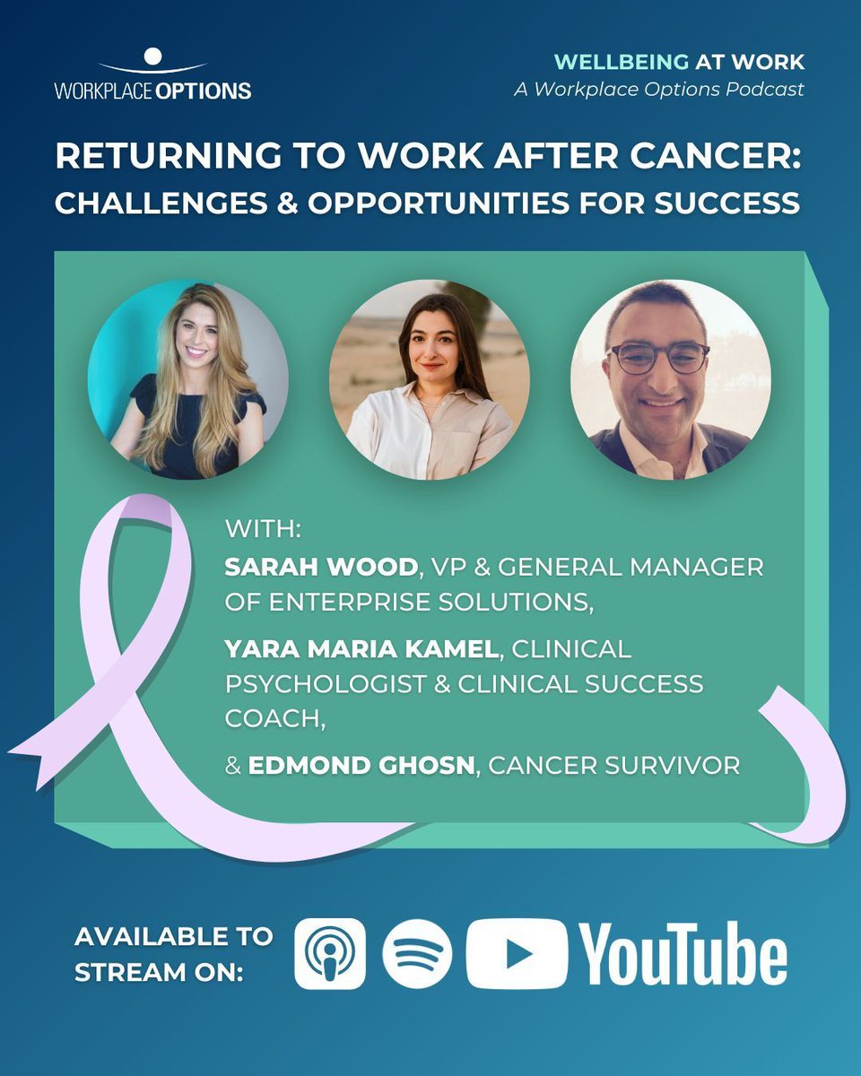 Recovering from cancer entails far more than physical rehabilitation; for many, cancer also takes a considerable toll on their emotional wellbeing. To facilitate survivors' return to work, employers will need to provide support for their holistic wellbeing. Listen now: