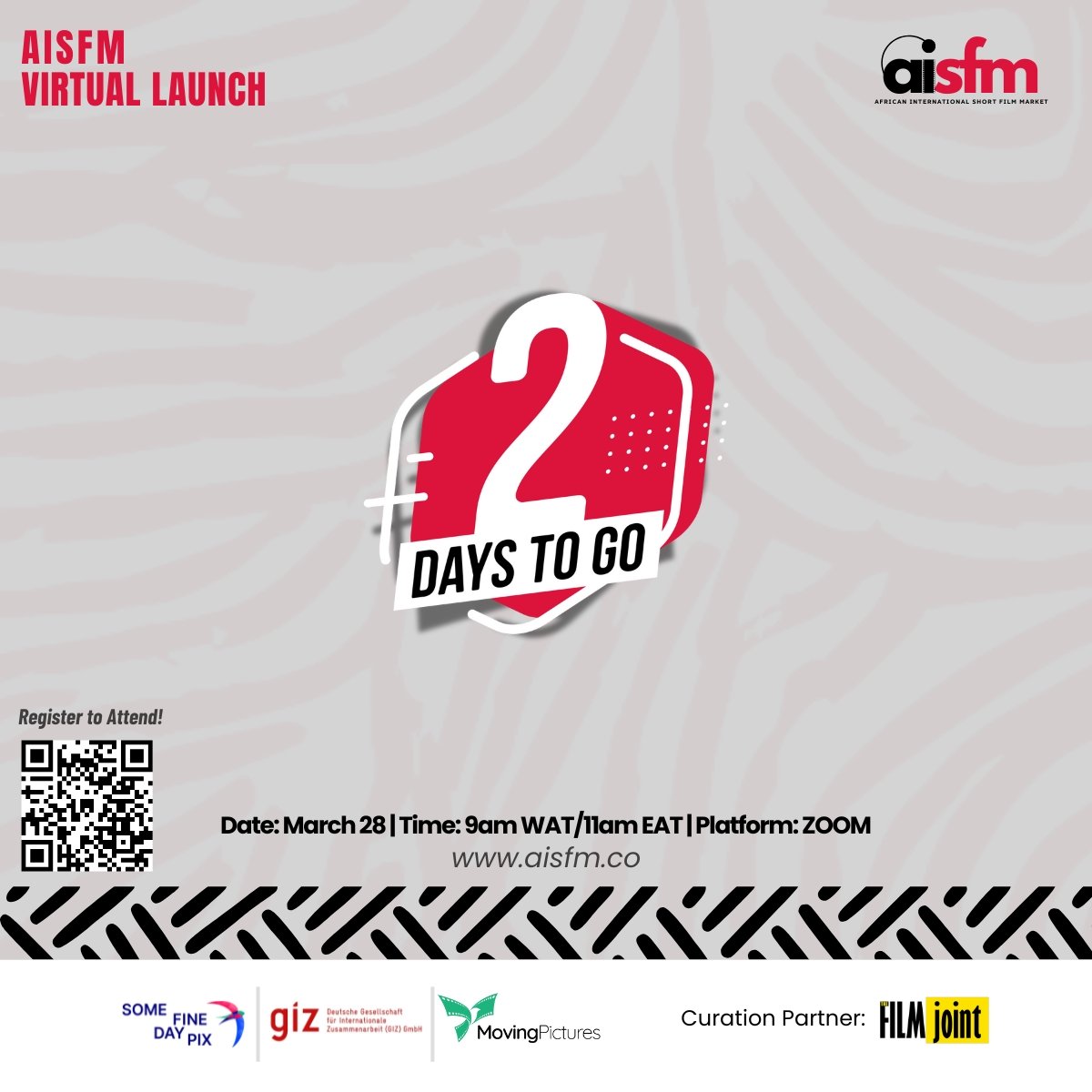 2 Days to go to the AISFM Virtual Launch!

Click the link in bio to register 🔗
#AISFMvirtuallaunch #ShortFilmMarket