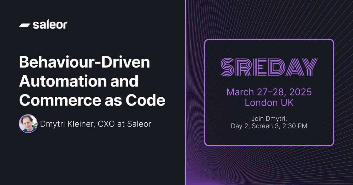Heading to <a href="/sreday_com/">SREday</a> London? Don’t miss <a href="/dmytri/">@dmytri</a>, our CXO, explaining the concept of Behaviour-Driven Automation (BDA) and its impact on commerce infrastructure.

sreday.com/2025-london-q1…

#SRELondon #SRE #DevOps