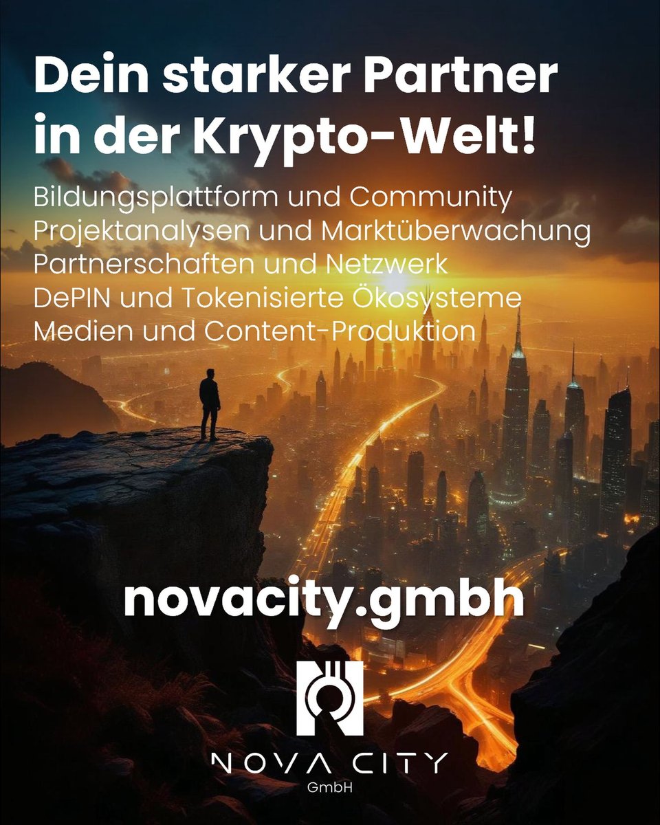 Nova City Crypto GmbH! 

🌟 Mit einer starken Community im gesamten DACH-Raum bieten
 wir fundierte Recherchen, professionelle Analysen und ein 
einzigartiges Ökosystem für Krypto-Enthusiasten, Investoren und 
Unternehmen.

novacity.gmbh