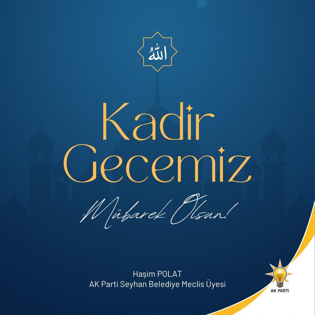 "Kadir gecesi bin aydan daha hayırlıdır. [Kadir Sûresi, 3] ’Ve, Vakit O gecedir ki; Tüm geceler O’na hayran’ Kadrini bilenlerden olmak dileğiyle... 

Kadir Gecemiz mübarek olsun.

<a href="/omerrcelik/">Ömer Çelik</a> 
<a href="/abuyukgumus/">Ahmet Büyükgümüş</a> 
<a href="/avyusufibis/">Yusuf İBİŞ</a> 
<a href="/Tamer_Dagli/">Tamer Dağlı 🇹🇷</a> 
<a href="/KaramikSunay/">Sunay Karamık</a> 
<a href="/abdullahdogru01/">Abdullah Doğru</a> 
<a href="/farukaytek/">Faruk Aytek</a>