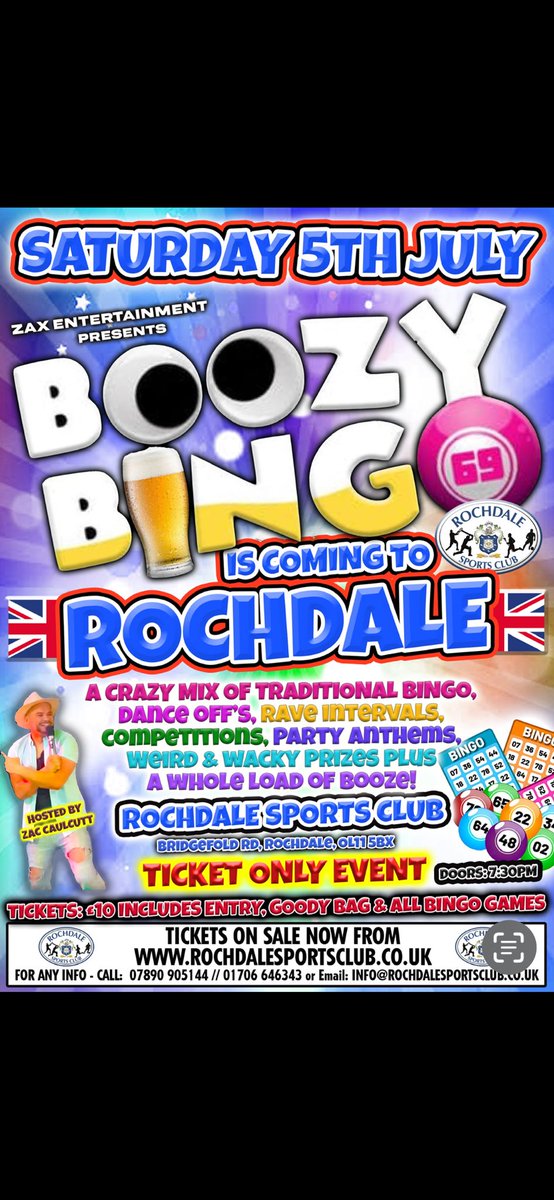 Tickets are flying out, get your’s today!!
rochdalesportsclub.co.uk under events