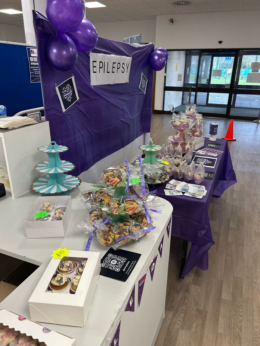 Epilepsy Awareness Day being celebrated in the hospital foyer today! Cake sale organised by our lovely nurse specialist💜