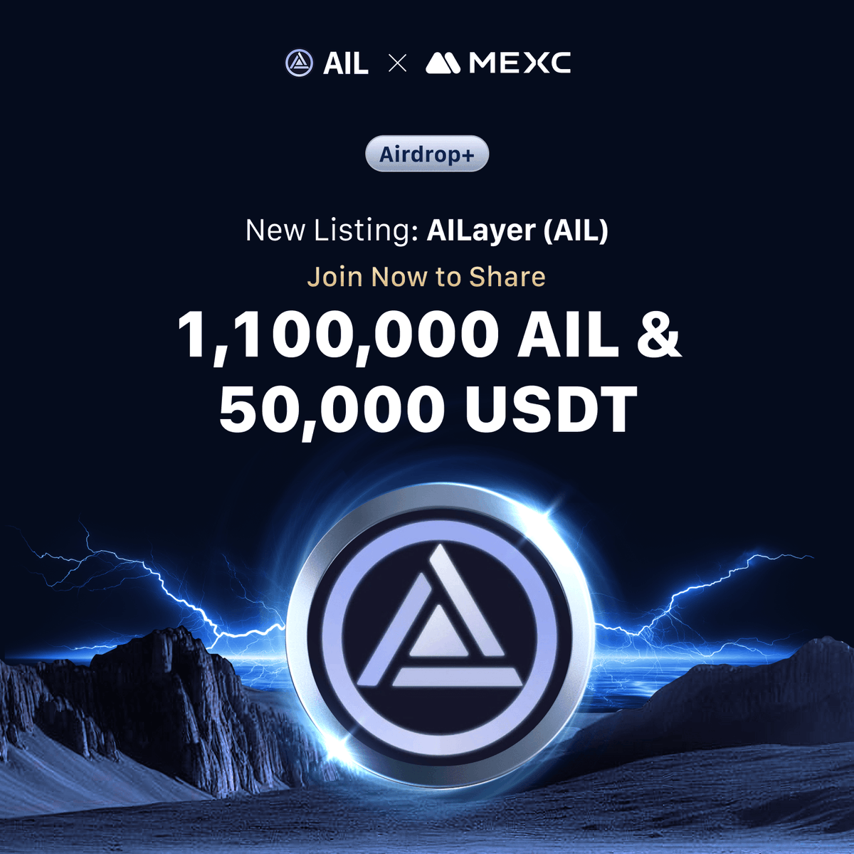 🪂 $AIL Airdrop+ Launch 🪂

🔹$AIL/ <a href="/AILayerXYZ/">AILayer</a>
🔹 Reward Pool: 1,100,000 $AIL &amp; 50,000 $USDT

🎁 Deposit &amp; Trade to win: bit.ly/3DH9Dkd
🔗 10,666 $AIL Bonus tasks:  gleam.io/competitions/8…