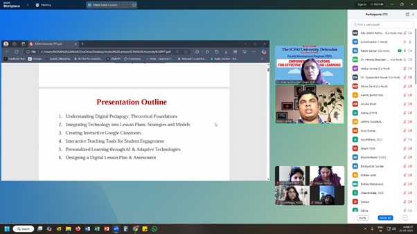 icfaidehradun's tweet image. Day 2 of the Faculty Development Program (FDP), organized by ICFAI Education School, The ICFAI University, Dehradun was held on 25th March 2025 (Tuesday). 
#FacultyDevelopmentProgram #EmpoweringEducators #DigitalTeaching  #ICFAIEducationSchool #ICFAIUniversityDehradun #EdTech