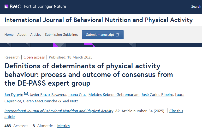 Fakulta tělesné kultury UP (@ftk_up) on Twitter photo WOW!! 🎉 A top-decile paper doesn’t come around every day! Huge congratulations to our colleague <a href="/JDygryn/">Jan Dygryn</a> , who led the way as first author on a paper reaching consensus on PA determinants within #DEPASS 💪
A great achievement for <a href="/ftk_up/">Fakulta tělesné kultury UP</a> PA science! ⬇️
ijbnpa.biomedcentral.com/articles/10.11… WOW!! 🎉 A top-decile paper doesn’t come around every day! Huge congratulations to our colleague <a href="/JDygryn/">Jan Dygryn</a> , who led the way as first author on a paper reaching consensus on PA determinants within #DEPASS 💪
A great achievement for <a href="/ftk_up/">Fakulta tělesné kultury UP</a> PA science! ⬇️
ijbnpa.biomedcentral.com/articles/10.11…