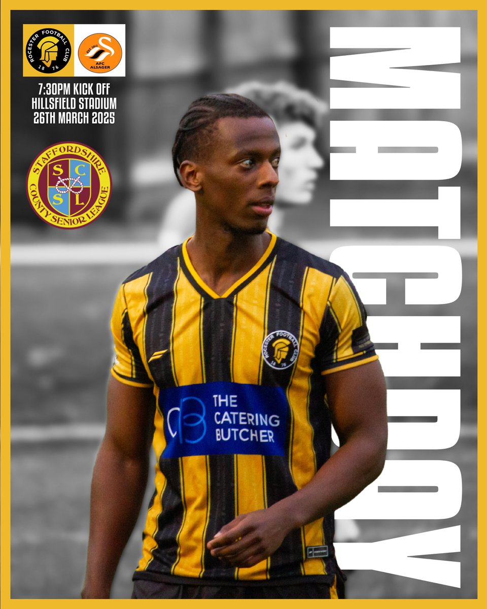 M A T C H  D A Y ⚽️

🆚 AFC Alsager
📆 26/03/2025
⏱️ 19:30 KO 
🏆 SCSL
🎫 Adults £5 / Concession £3
🏟️ Hillsfield Stadium 
📍ST14 5JX

COME ON YOU ROMANS 🟡⚫️