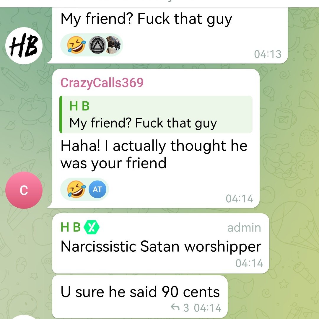 SotaChronicles's tweet photo. I'm far from a Satan worshipper, you pork-eater. You've already been exposed on my timeline, Harris. 

I blocked this Tazi for faking giveaways to gain followers & obsessed emailing me like an undercover rat for my charts. This bum has a dedicated Telegram group for gambling addiction, getting rekt trying to trade on a 5-minute chart. Stay mad, B1tch.