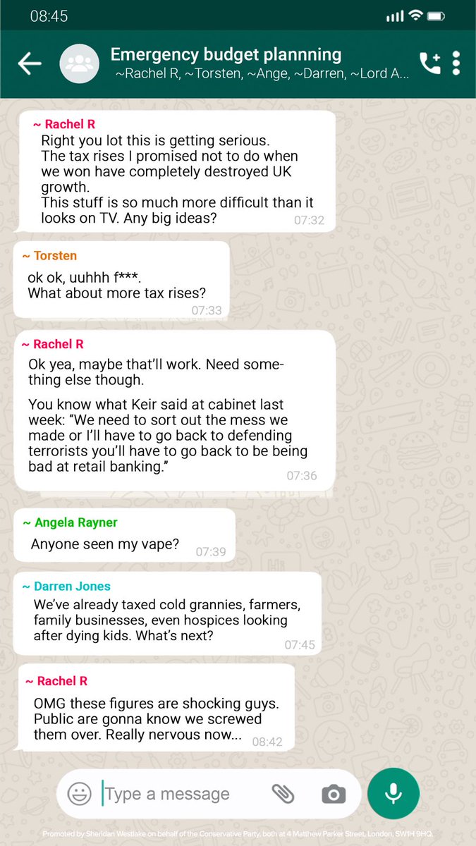 BREAKING: We got added to Rachel Reeves’ emergency budget WhatsApp chat 🫢