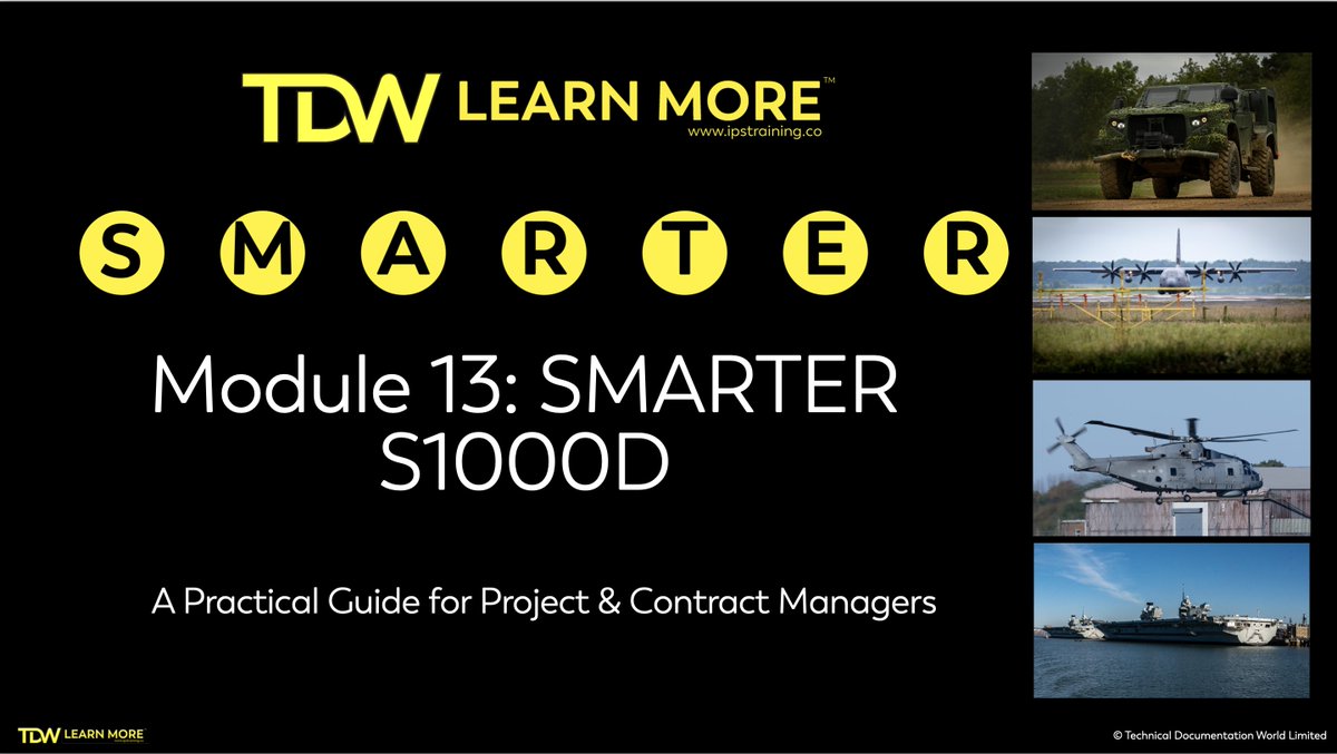 TechDataWorld's tweet image. Module 13 - Part of our #S1000D for Project & Contract Managers series, this module is all about getting SMARTER with S1000D—more strategy, more control, better outcomes.