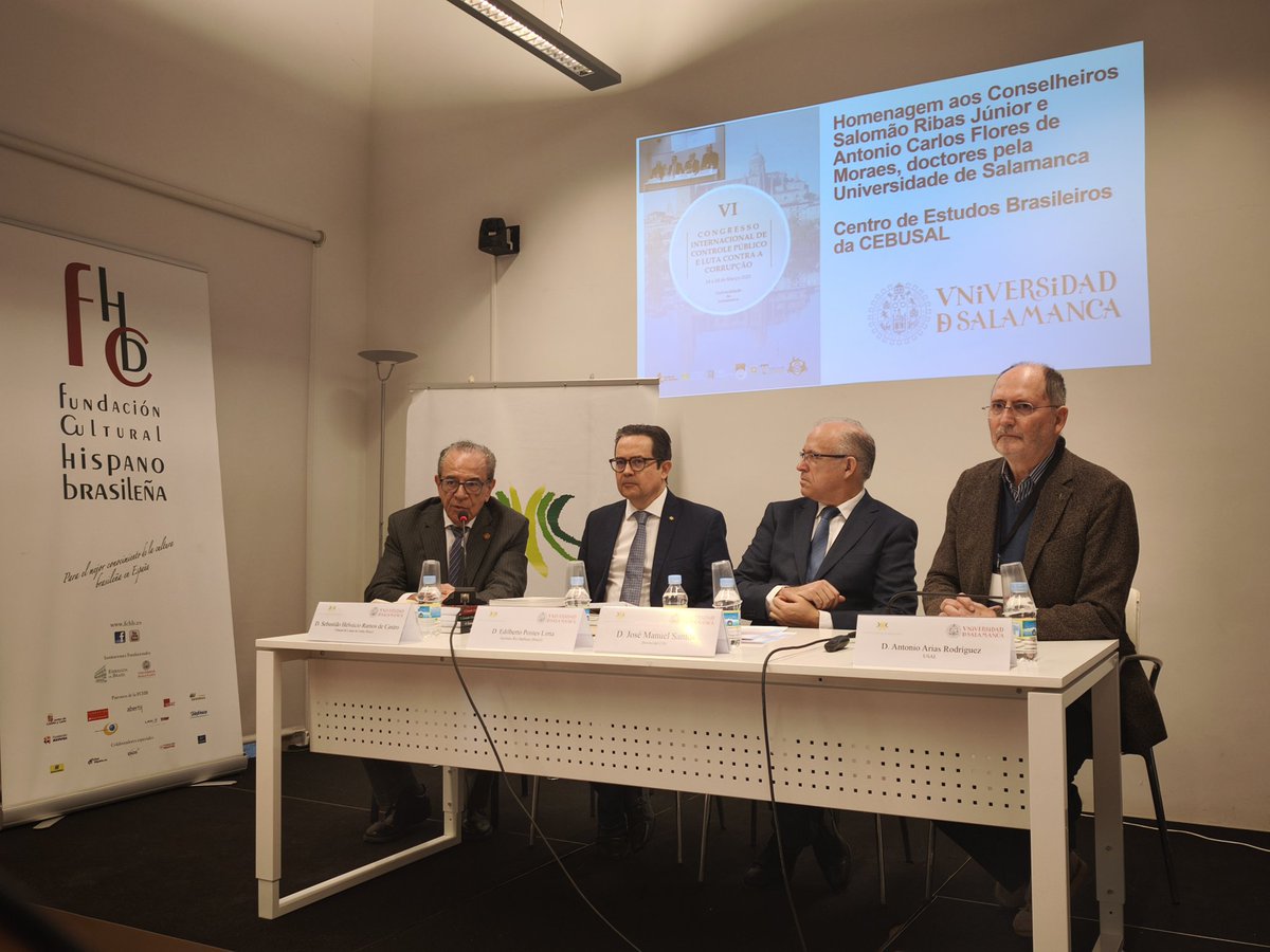 fgusal's tweet image. El VI Congreso Internacional de Control Público y Lucha contra la Corrupción inicia su quarta-feira en el @cebusal con el panel &quot;Políticas públicas frente a la corrupción&quot;, en homenaje al consejero Salomão Ribas Júni.