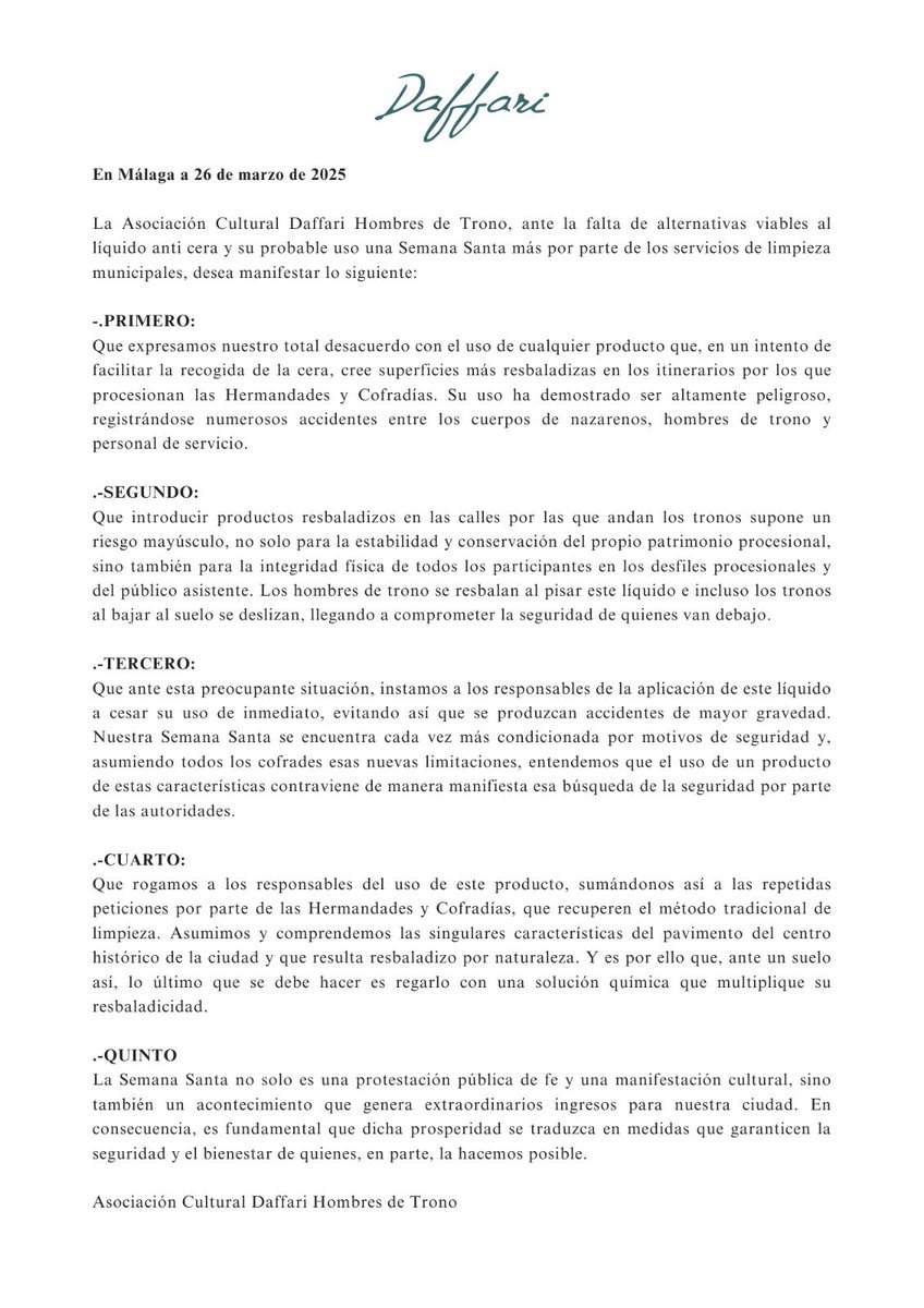 🔴LÍQUIDO ANTI CERA.
COMUNICADO OFICIAL.

#CofradiasMLG #SemanaSanta2025