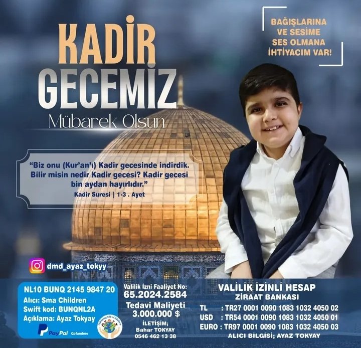 Bugün mübarek kandil hürmetine sadakalarınıza ihtiyacımız var. Sadakalarınız evladıma can olacak, lütfen görmezden gelmeyin. 🤲

#KadirGecesi #Boykot #Bardaklar #Çarşamba #ülker #suçmu #seninleyizErdoğan #hayırlıkandiller #MahmutTanal #poşetler #amin #israil #kahve #yerli