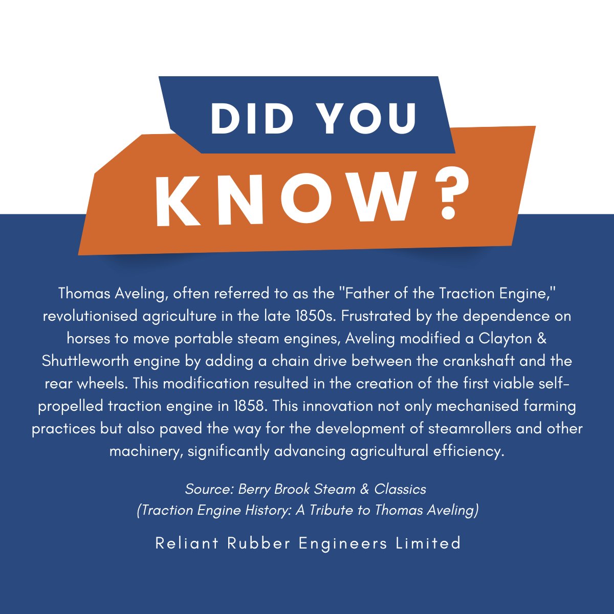 Did you know? 💡

For more information about our Traction Engine Wheel service, visit our website at reliantrubber.co.uk

#Restoration #IndustrialRevolution #EngineeringHistory #ClassicEngines #localbusiness #VintageMachinery #reliantrubber #TractionEngine #didyouknowfact