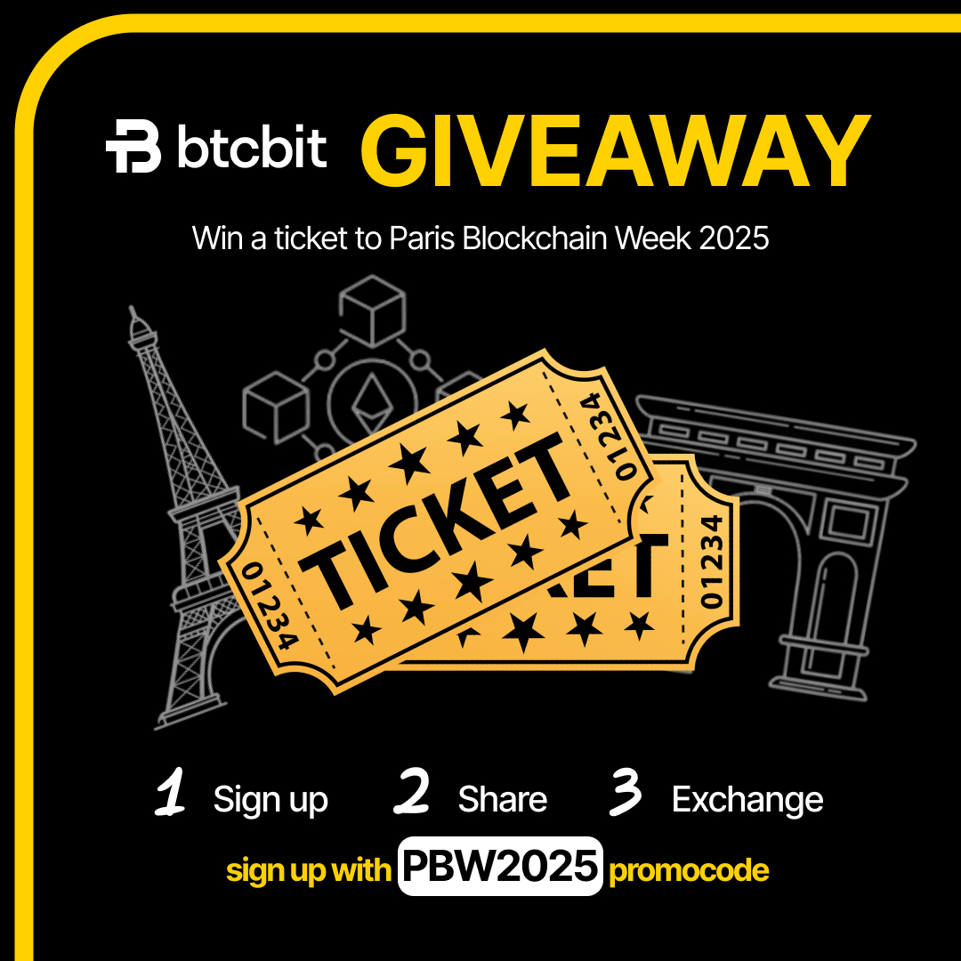 🚀 Win a Ticket to Paris Blockchain Week 2025! 🎟️

BTCBIT is giving away 25 pro &amp; 5 VIP tickets to one of the biggest blockchain events! 🔥

🎯 How to Enter:
1️⃣ Sign up on BTCBIT using promo code PBW2025 (it should be first registration)
2️⃣ Share this post &amp; keep it live until