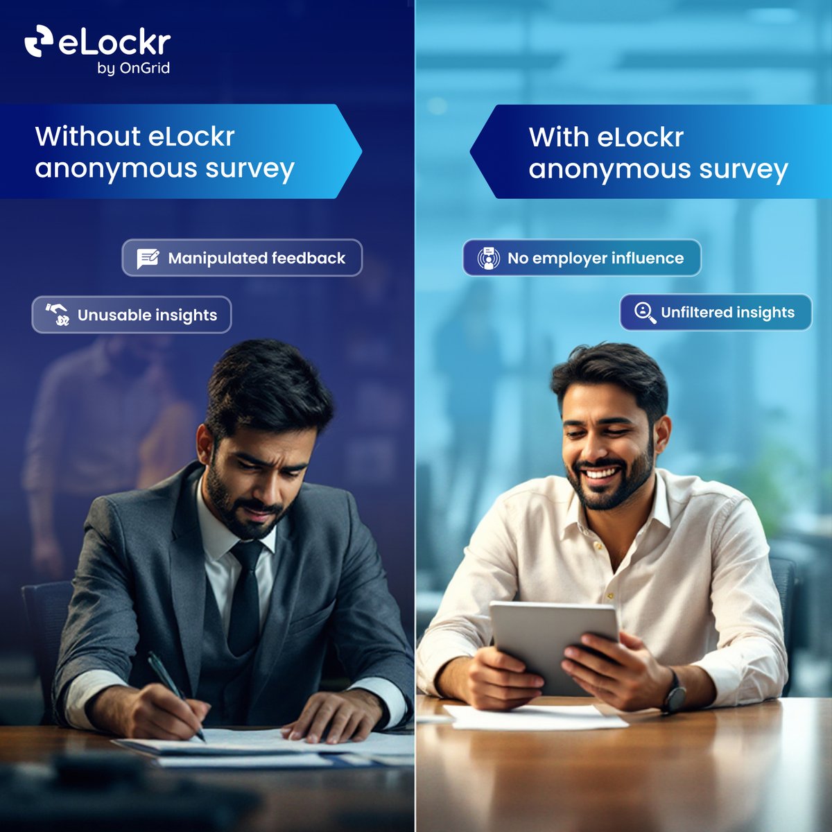 e_lockr's tweet photo. Most exit interviews fail because employees hold back. #eLockr fixes that. Our surveys go out after F&amp;F settlement—ensuring honest, unbiased feedback.

1. Unfiltered insights, no employer influence
2. Benchmark feedback against industry standards
3. Identify &amp; fix retention risks https://t.co/TANgSaYxZZ