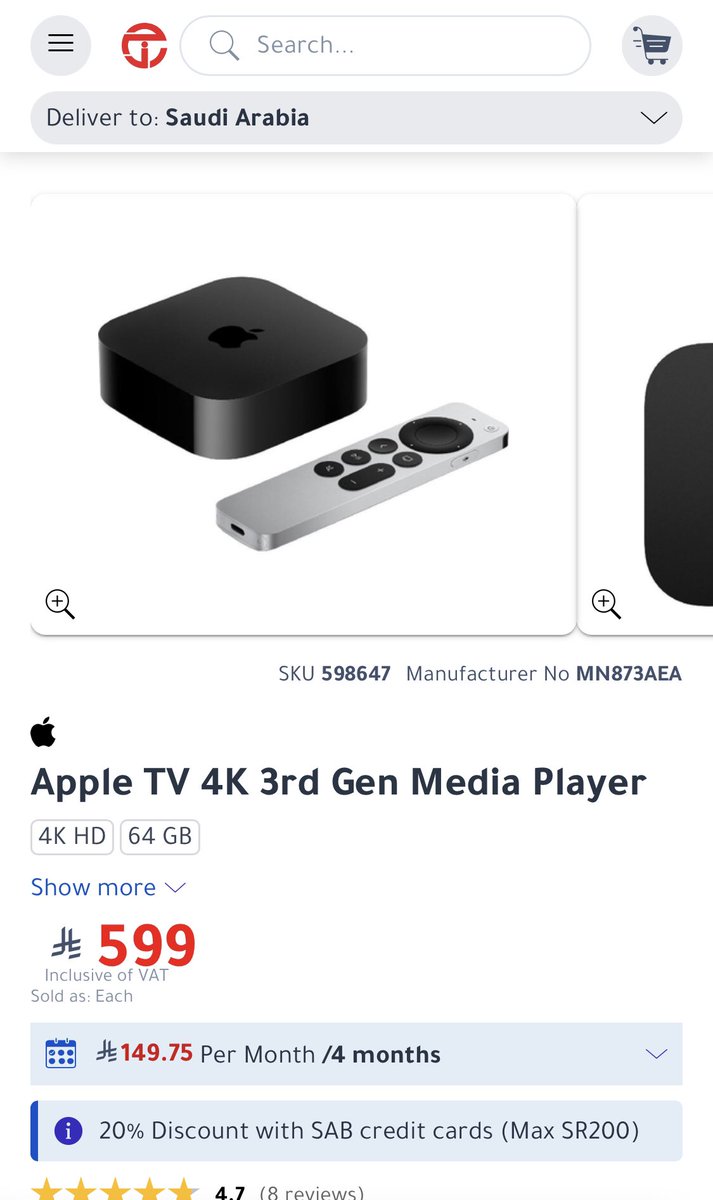 saleh_alknani's tweet image. أنا مستخدم لجهاز آبل TV من الطراز: A1427 موديل 2012 وحتى أحدث طراز: A2843 موديل 2022 

جهاز الترفيه المنزلي الأول بدون منافس بسبب النظام #tvOS وجودة التطبيقات وهالشيء ملاحظ 100% لو شغلت نفس التطبيق على نظام تلفزيون اخر.

حلال فيه سعره مقابل تجربة الاستخدام اللي بتحصل عليها