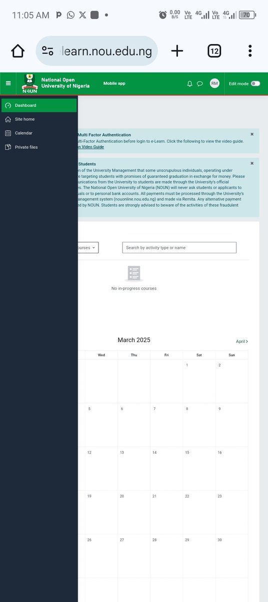 RuthMax1925's tweet photo. @dlcms_noun Please I need help concerning my e-learn portal. There's no button for courses and I can not do my TMA since I can't see my course and I have registered over 2wks now. I am tired complaining in the support link they keep telling me they'll upload my details since a week ago https://t.co/I9mkrJx3YK