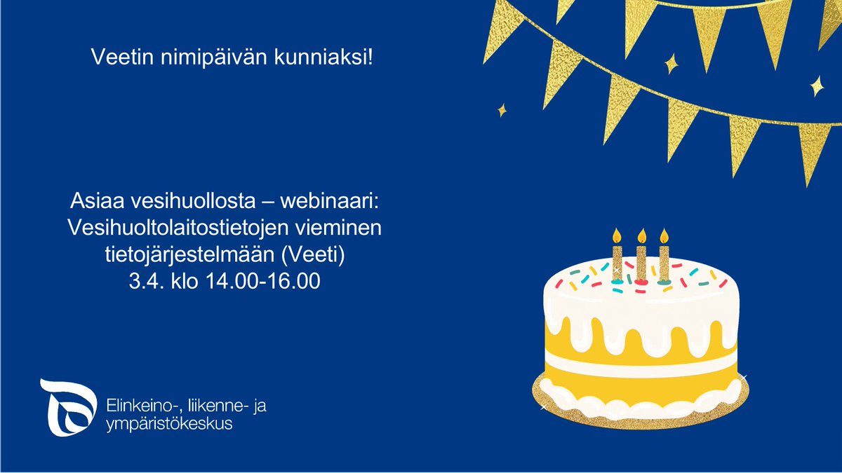 Veetin nimipäivän kunniaksi tarjolla vesihuollon tietojärjestelmä (VEETI) -koulutusta!
 
Veeti viettää nimipäiväänsä torstaina 3.4. Me juhlistamme päivää järjestämällä yhdessä <a href="/SYKEinfo/">Suomen ympäristökeskus</a> kanssa vesihuollon tietojärjestelmän (Veeti) koulutusta.

Lue lisää!

eur03.safelinks.protection.outlook.com/?url=https%3A%…