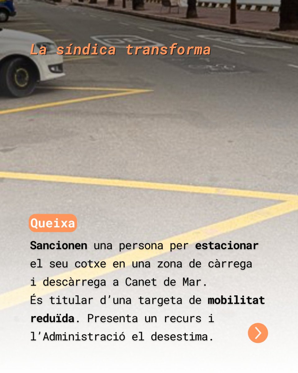 sindicdegreuges's tweet image. 𝗟𝗮 𝘀𝗶́𝗻𝗱𝗶𝗰𝗮 𝘁𝗿𝗮𝗻𝘀𝗳𝗼𝗿𝗺𝗮
🔸#Recordem: Estacionar el vehicle tan a prop com sigui possible del punt de destinació és un dret bàsic de les persones amb mobilitat reduïda.
L’han de tenir garantit.

#Síndica | #Drets | #MobilitatReduïda | #Catalunya