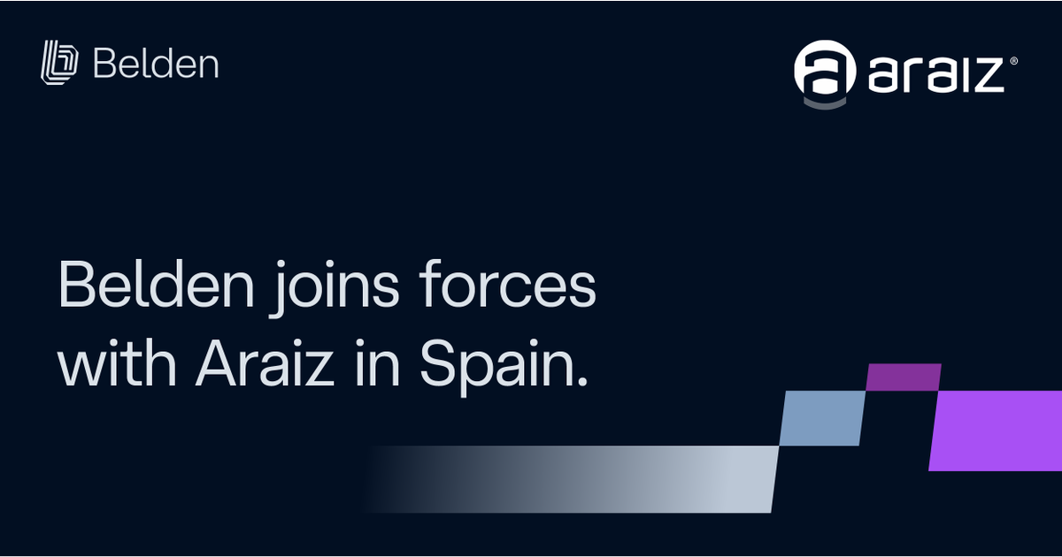 BeldenInc's tweet photo. We are pleased to announce our partnership with #Araiz to expand the distribution of our Smart Infrastructure &amp; Automation solutions in Spain. Learn about Araiz here: https://t.co/x7ioptnH1i #BeldenPartner #connecttowhatspossible https://t.co/P4qAoXsYMU