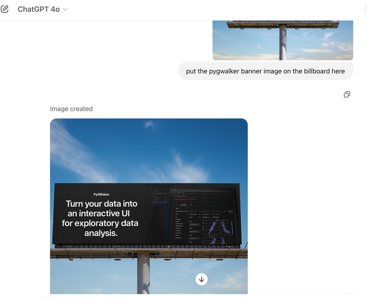 ob12er's tweet image. 4o image generation for free  billboard.🤯

#gpt4o #pygwalker