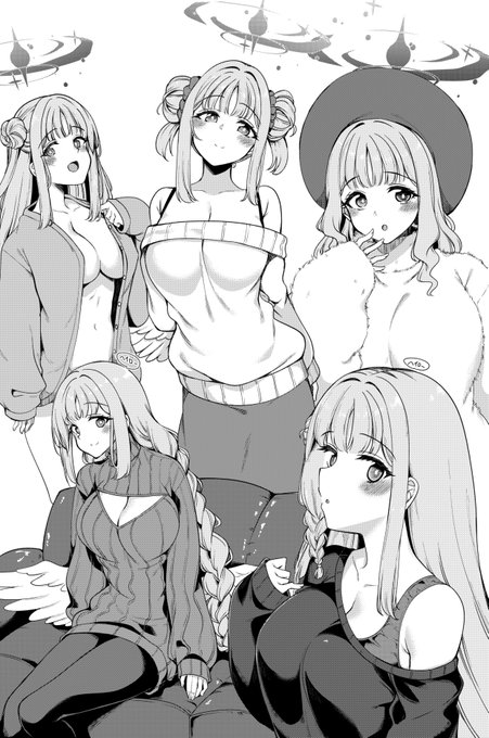 他にもいろんなニット描きたかったなあというミカ落書き。ヘアアレンジはいくらでもしてよいとされている。 