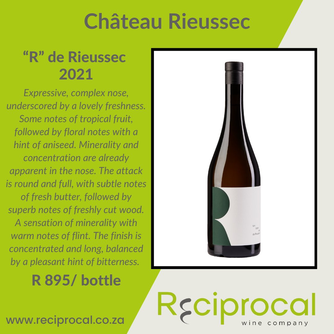 ReciprocalWine's tweet photo. WINE WEDNESDAY
Our featured wine this week is the "R" de Rieussec 2021 from Château Rieussec.
View the wine on our website --> https://t.co/DVatoT6VmO
#reciprocalwines #itsreciprocal #rieussec #sauternes #chateaurieussec #winewedensday https://t.co/NETk7Y8vsA